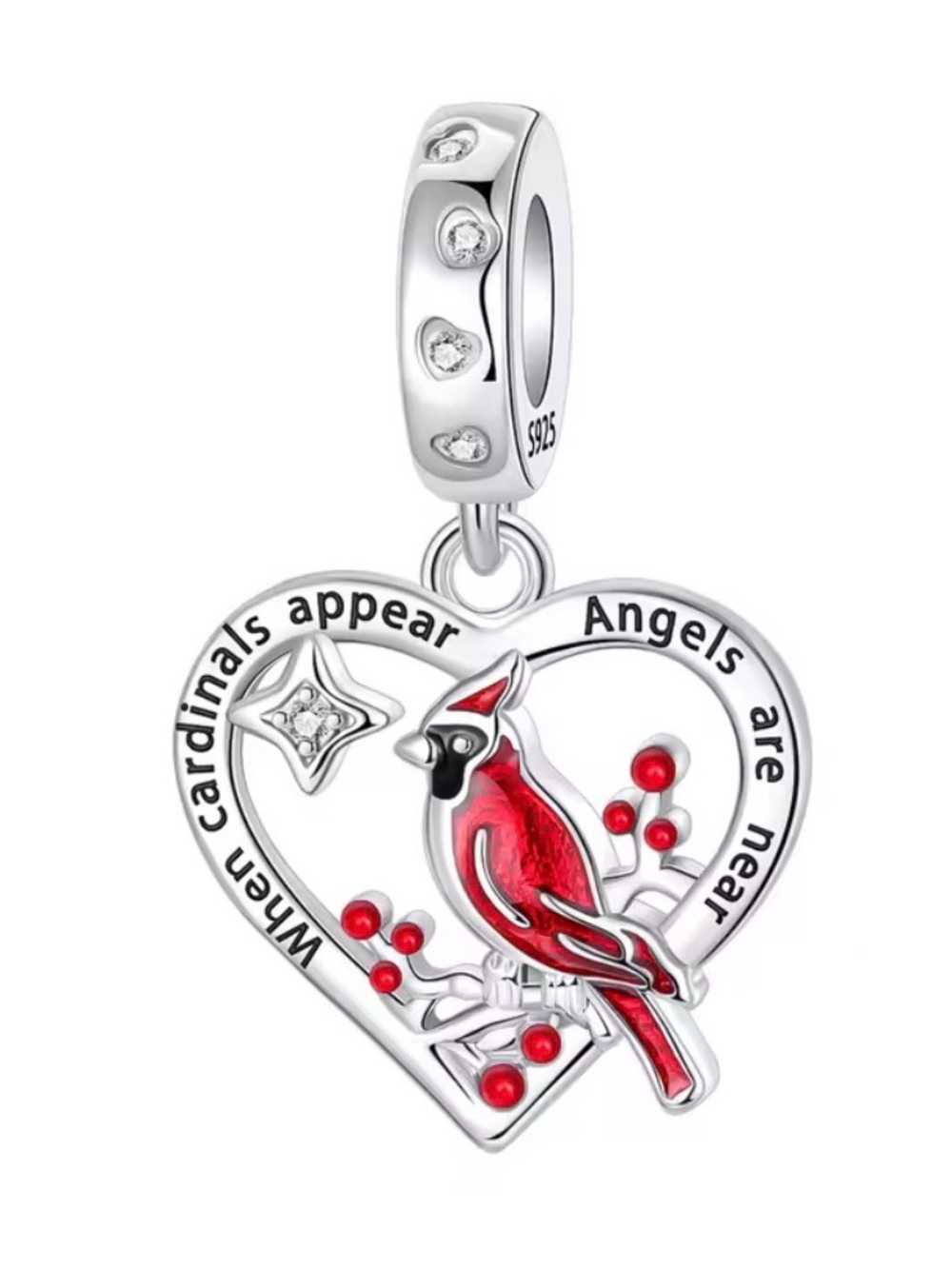 New S925 Cardinal Pandora Style Charm